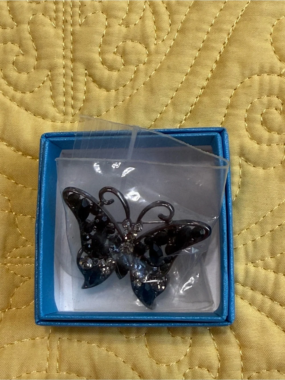 Black Crystal Butterfly Brooch - Pin Women's Accessory Accent